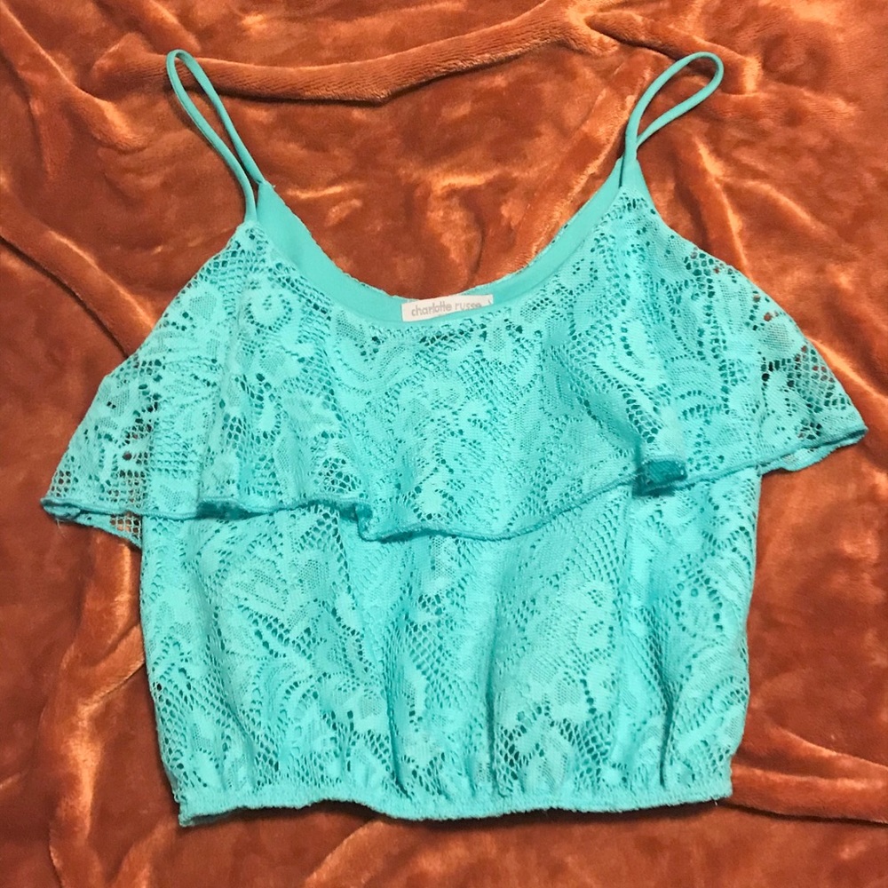 Teal Lace Crop Top
